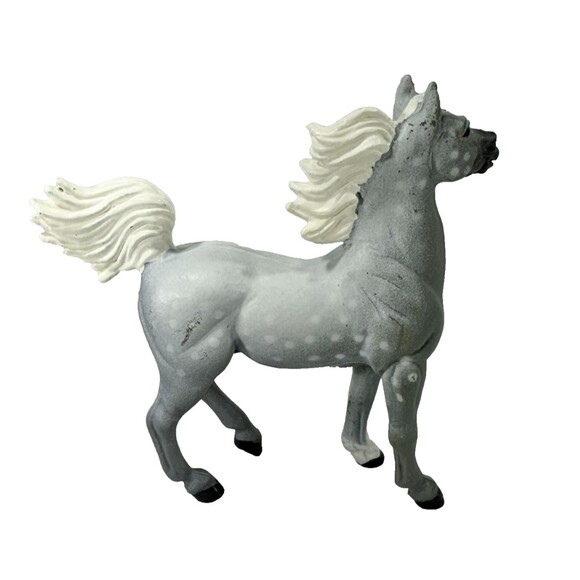 Vintage 1997 Safari Arabian Horse Stallion Grey & White Toy Figure - Picture 2 of 7